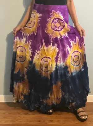 100% Fine Rayon Wrap Skirt ! Tie-Dye Print ! One Size Fits Most !