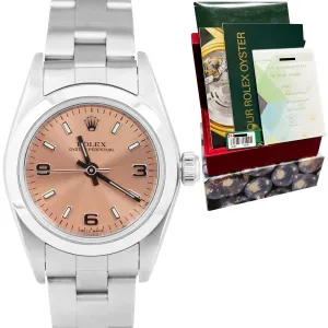 2003 Rolex Oyster Perpetual 24mm Pink Arabic Oyster NO-HOLES CASE Watch 76080