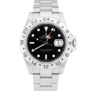 2007 Rolex Explorer II NO HOLES Stainless Steel Black Date GMT 40mm Watch 16570