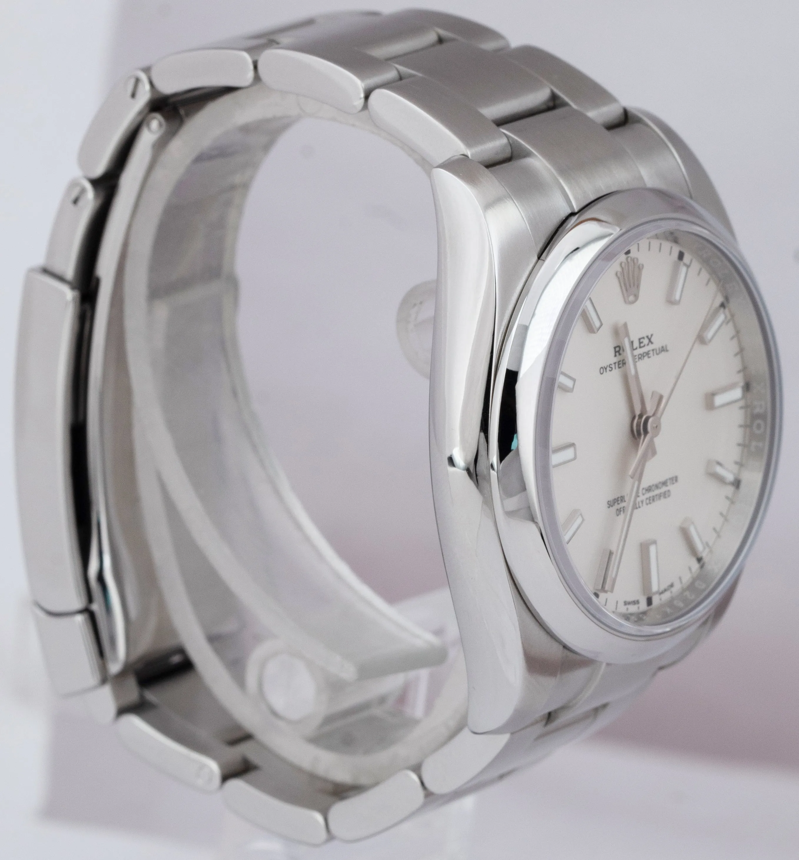 2018 Rolex Oyster Perpetual White Stainless Steel 34mm Watch 114200 BOX PAPERS