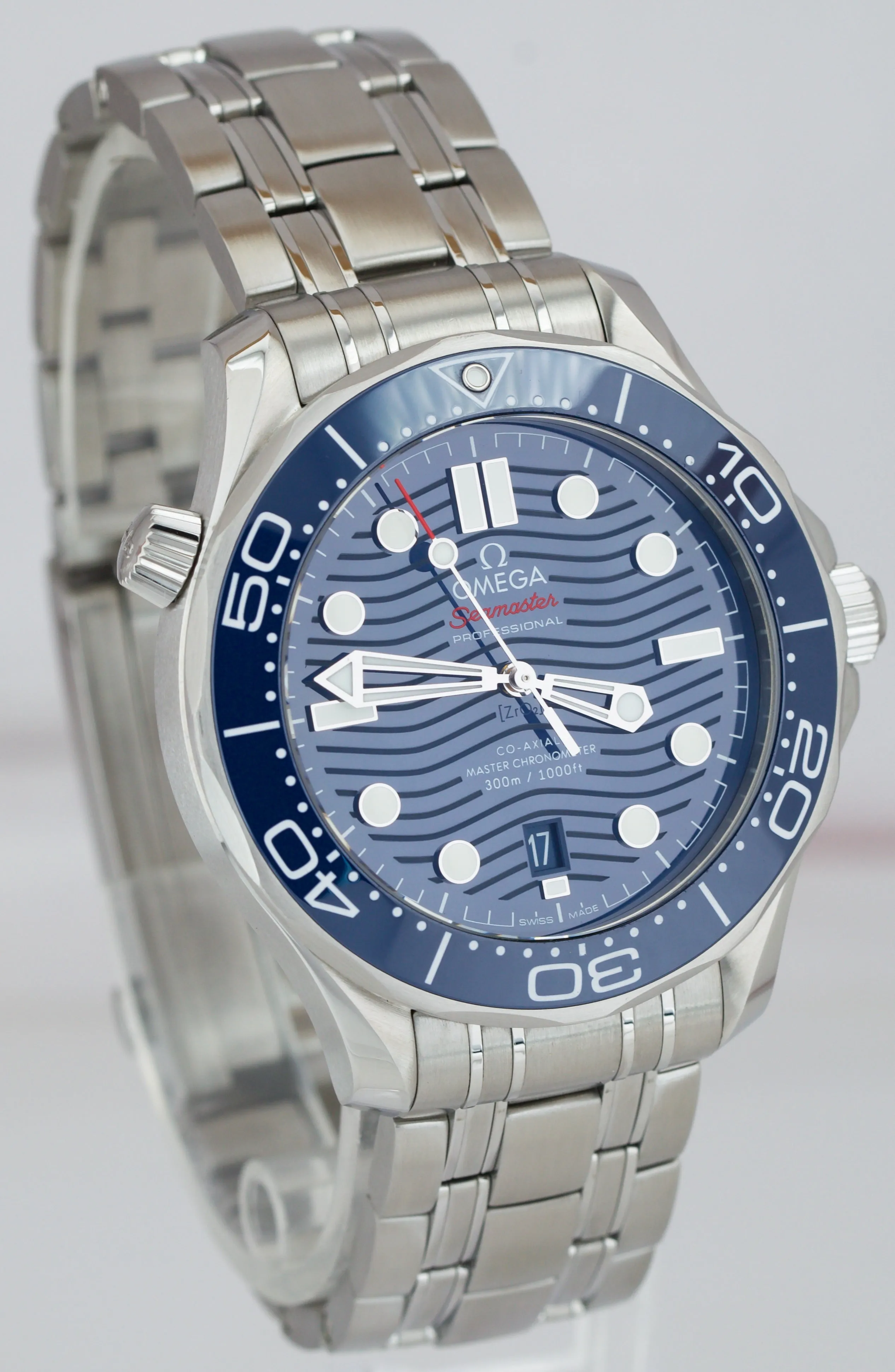 2019 MINT Omega Seamaster Diver 300M 42mm Blue Wave Watch 210.30.42.20.03.001
