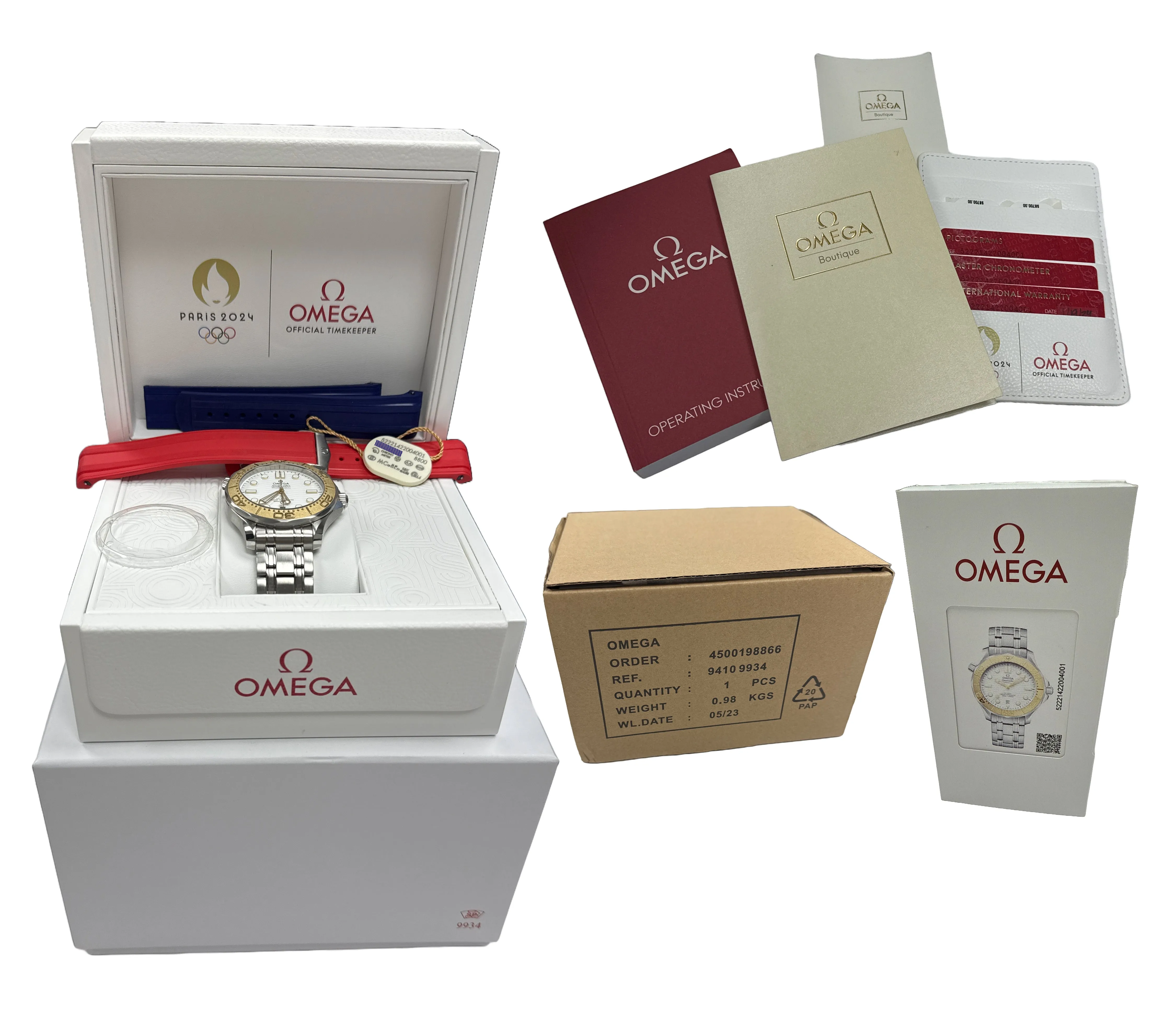 2024 PAPERS Omega Seamaster PARIS 2024 Steel 18K 42mm 522.21.42.20.04.001 BOX