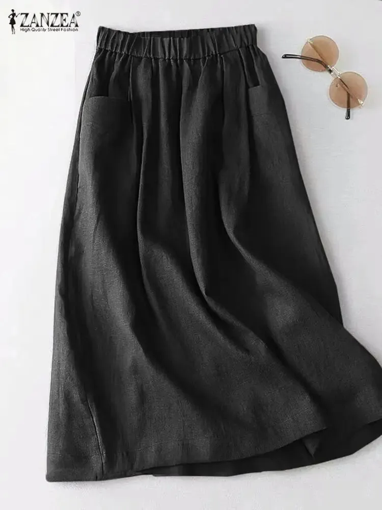 2025 Women's Black Flared Mini Skirt – Casual Pleated Skater