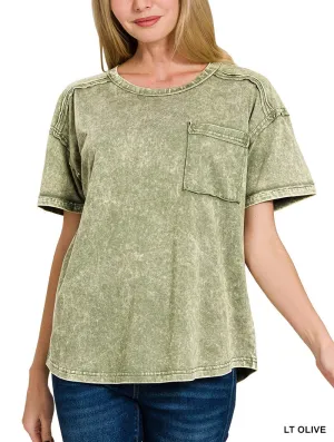 Acid washed round neck t-shirts