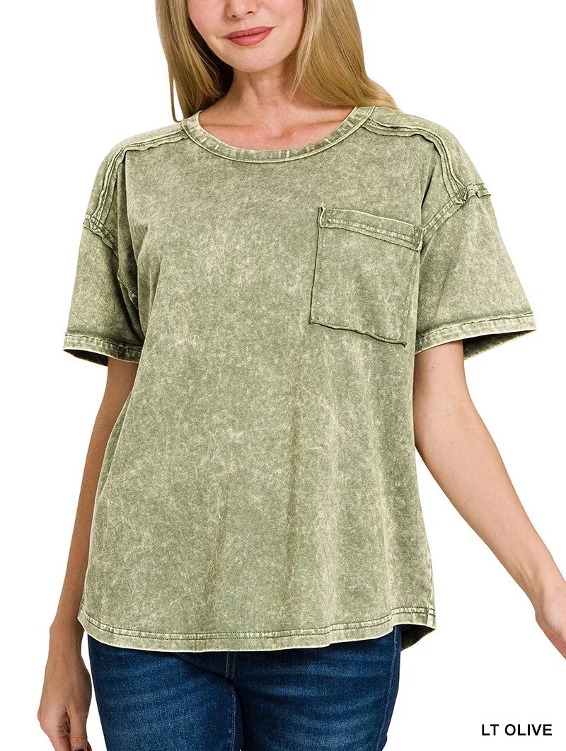 Acid washed round neck t-shirts