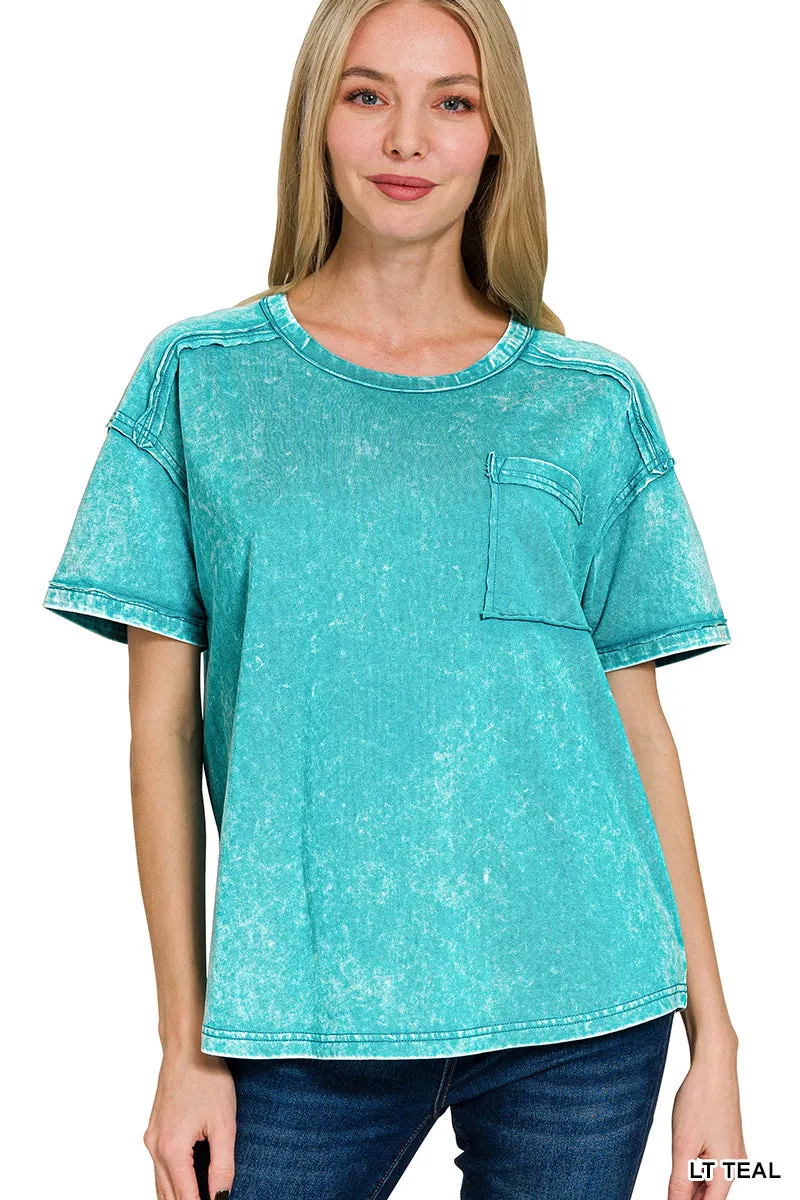 Acid washed round neck t-shirts