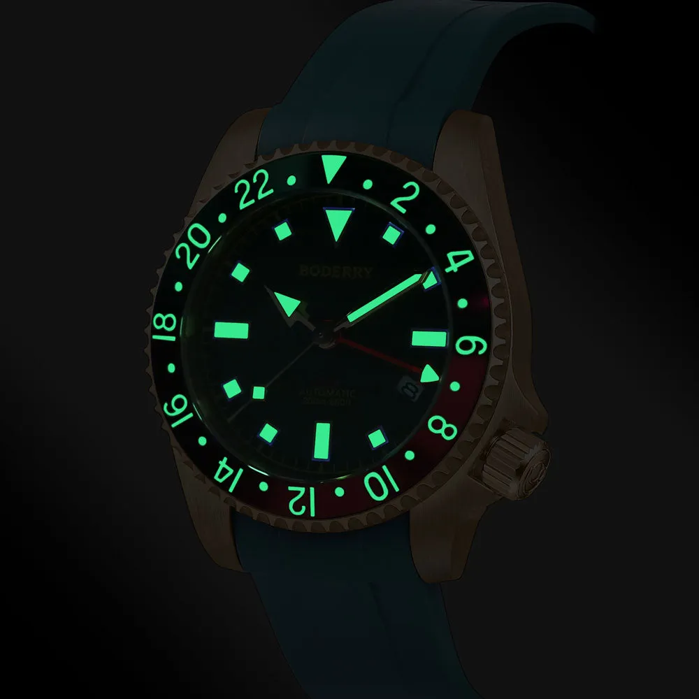 ADMIRAL GMT - 200M Waterproof Bronze Automatic Diver Watch | Blue