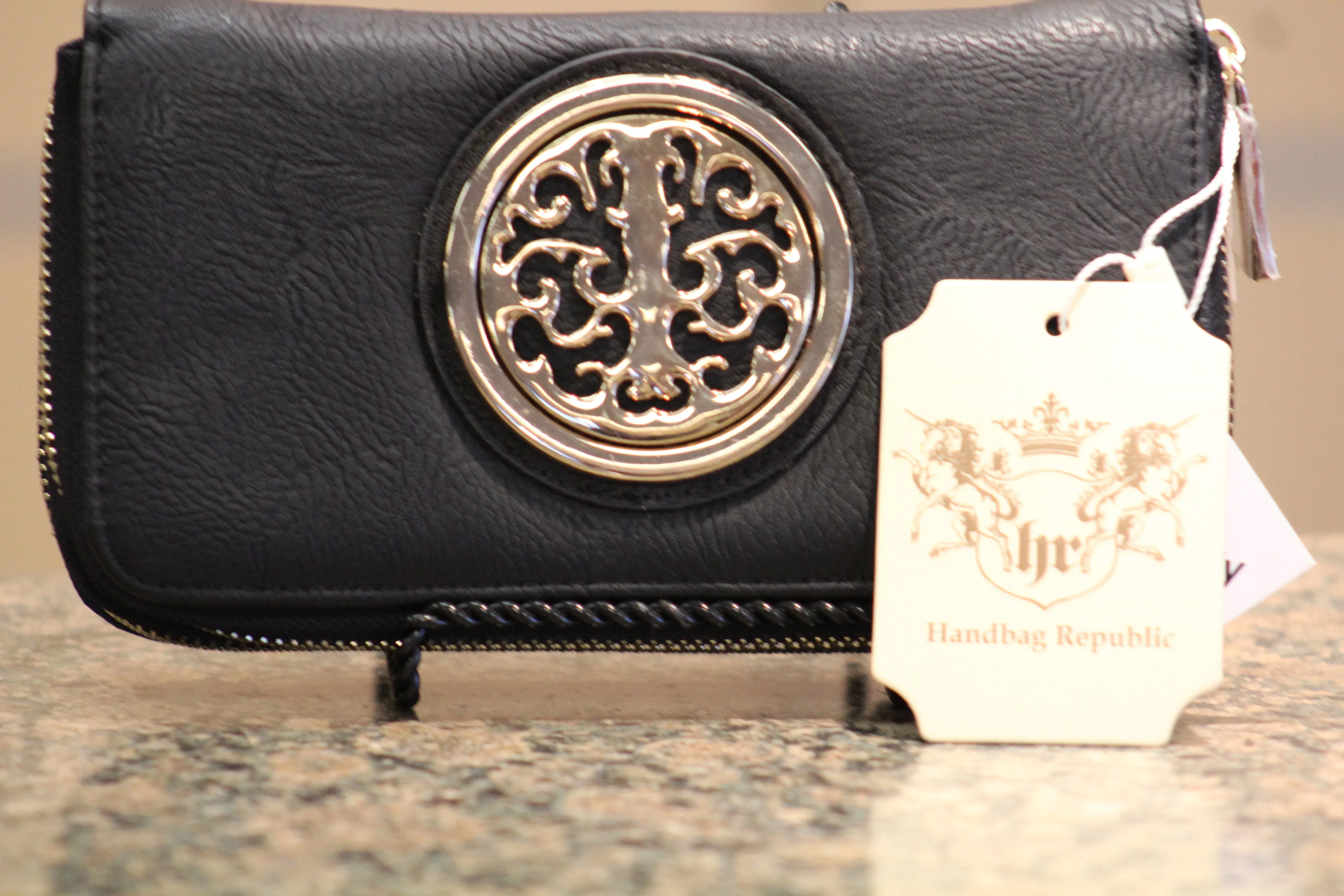 ADO | Black Zip Clutch Wallet with Wristlet