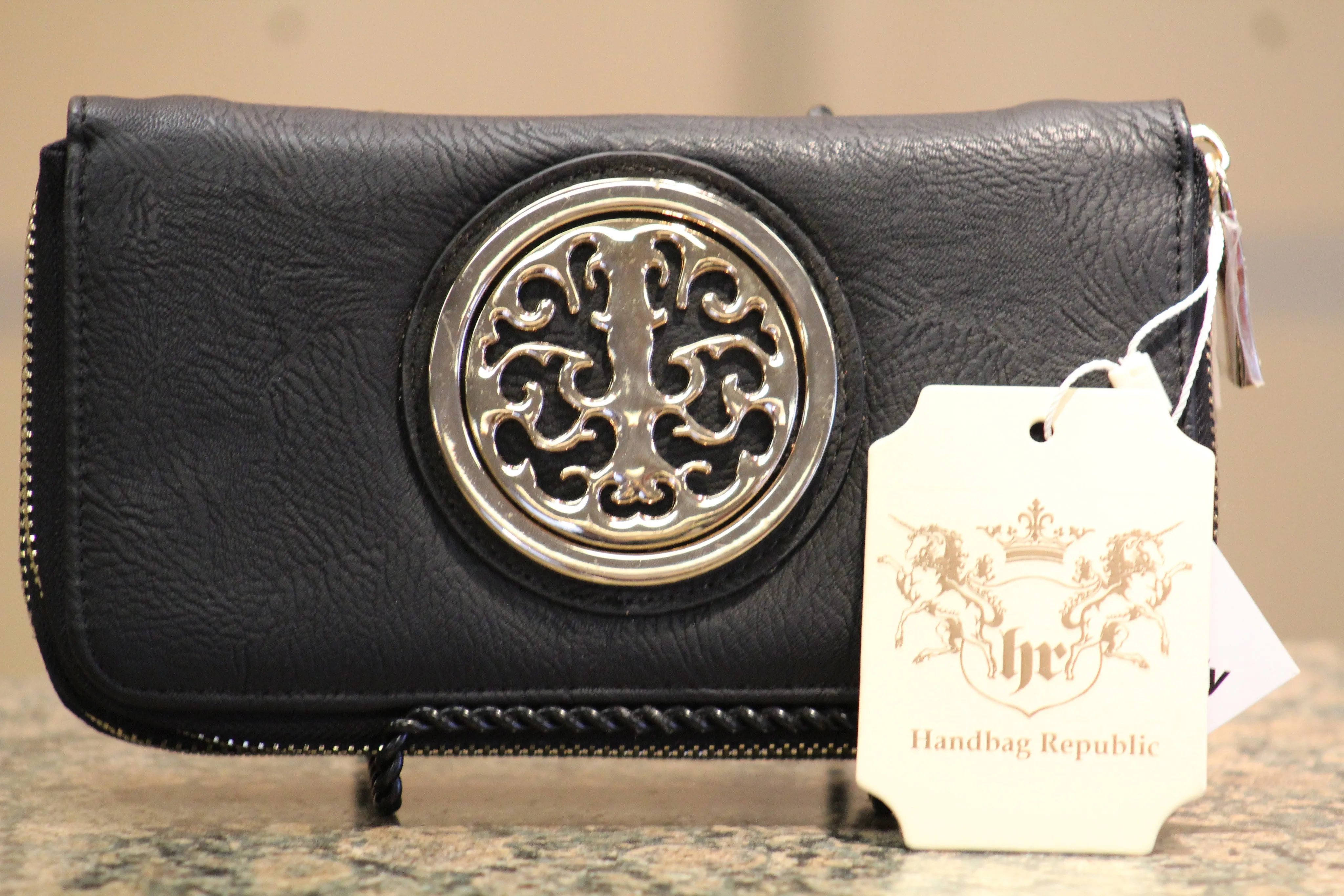 ADO | Black Zip Clutch Wallet with Wristlet