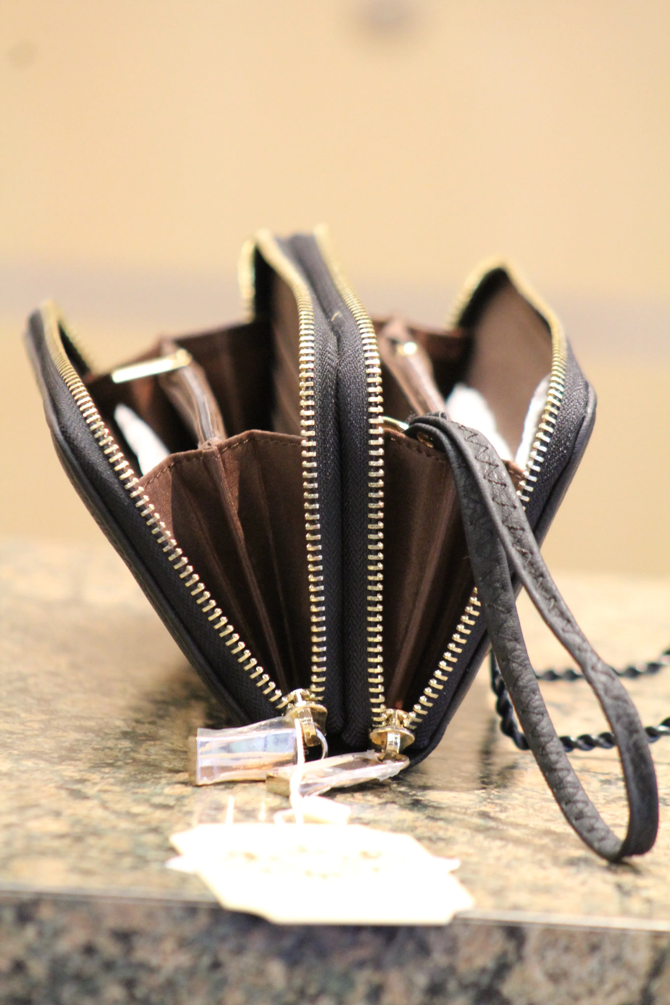 ADO | Black Zip Clutch Wallet with Wristlet