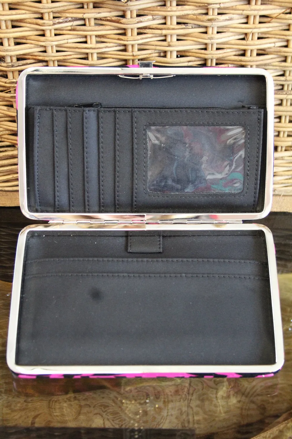 ADO | Bling Cross Zebra Print Clutch Wallet Pink
