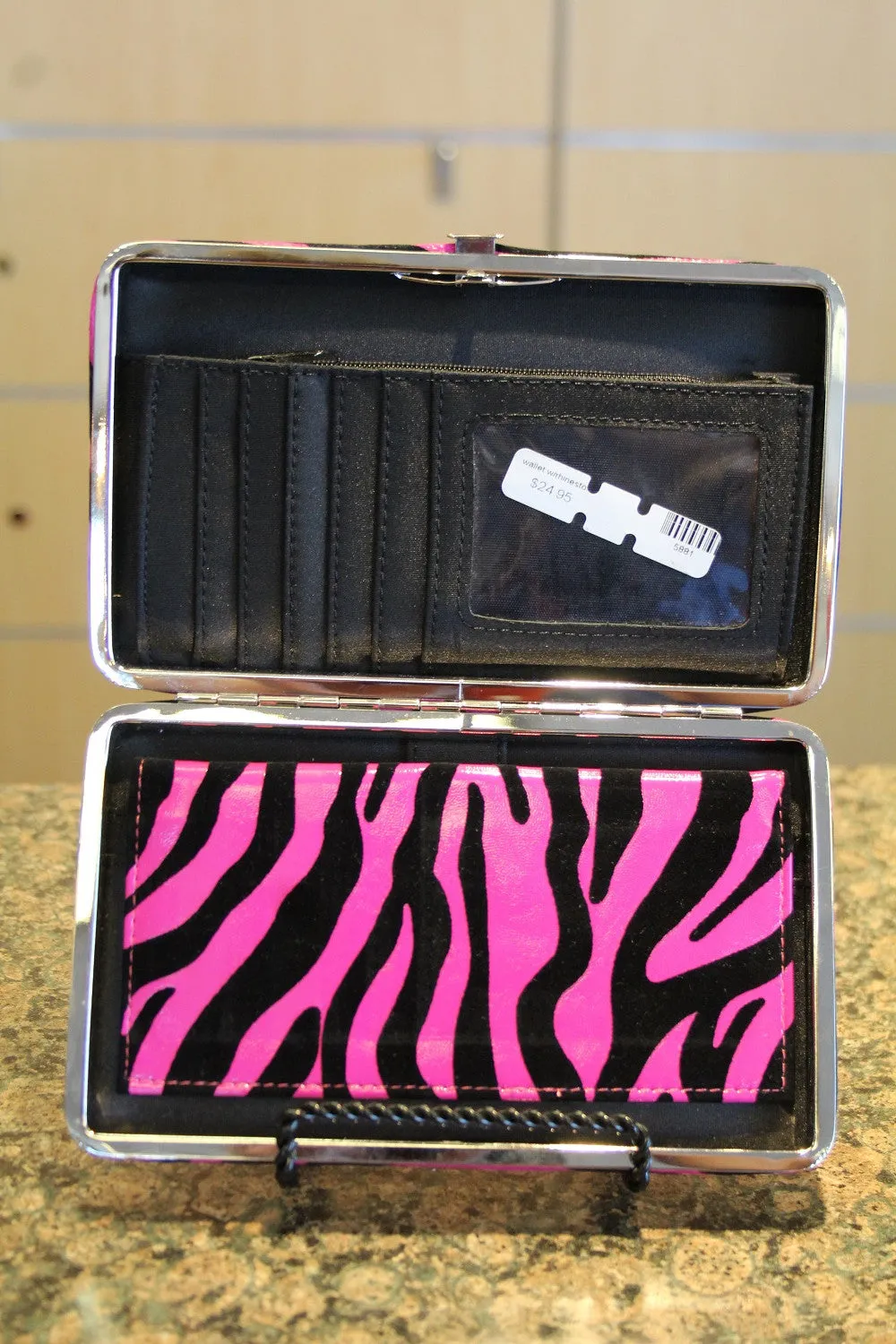 ADO | Bling Cross Zebra Print Clutch Wallet Pink