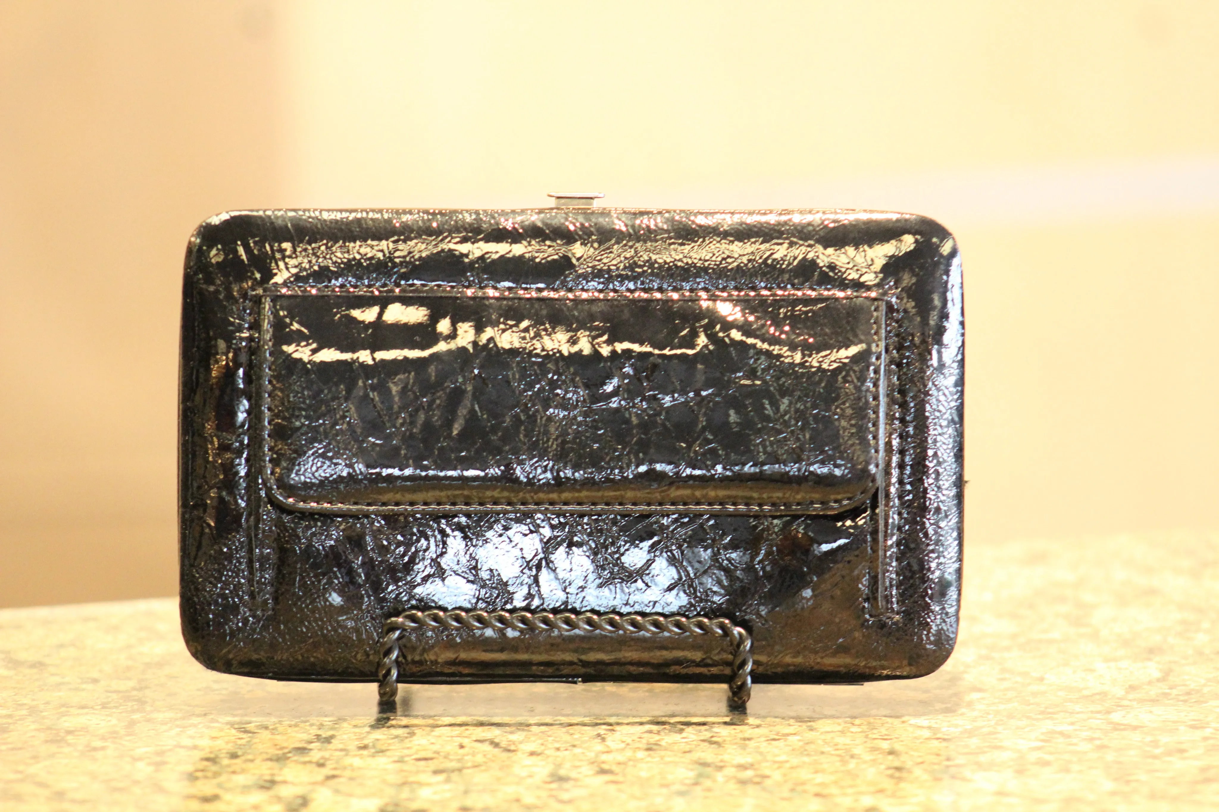 ADO | Embellished Fleur De Lis Clutch Wallet Black
