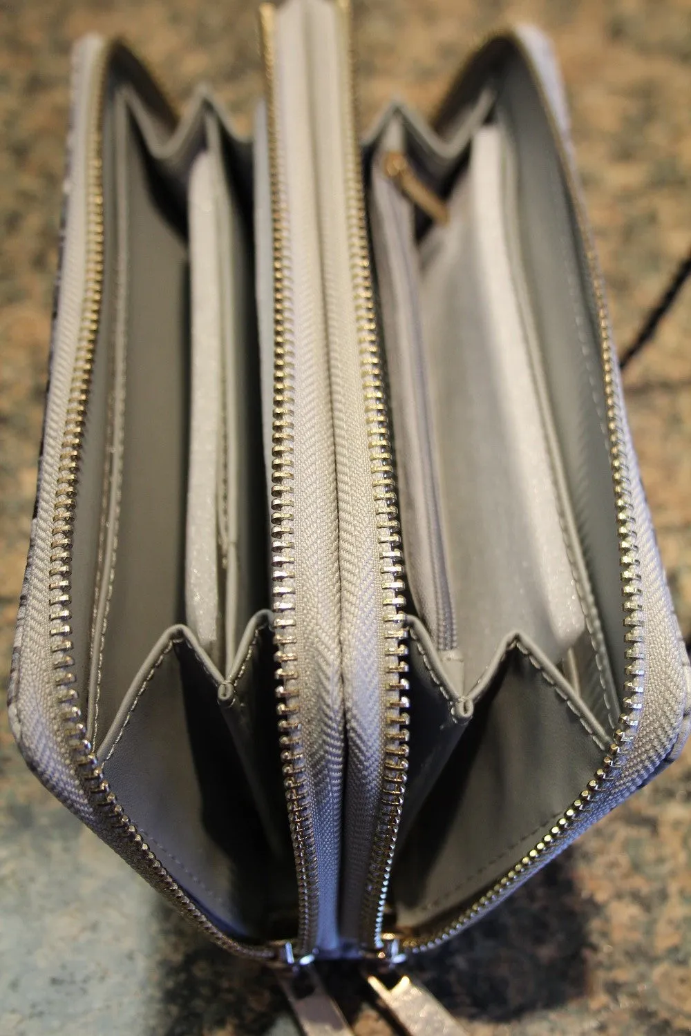 ADO | Grey Multi Compartment Zip Clutch Wallet