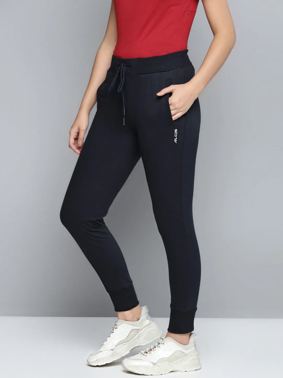 Alcis Women Navy Blue Solid Track Pants
