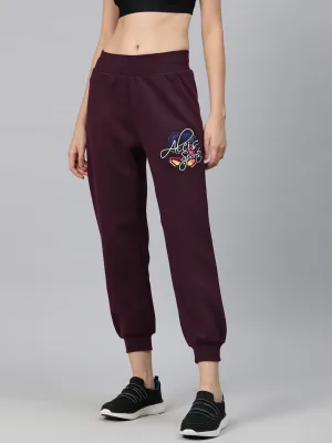 Alcis Women Typography Embroidered Sports Track Pants