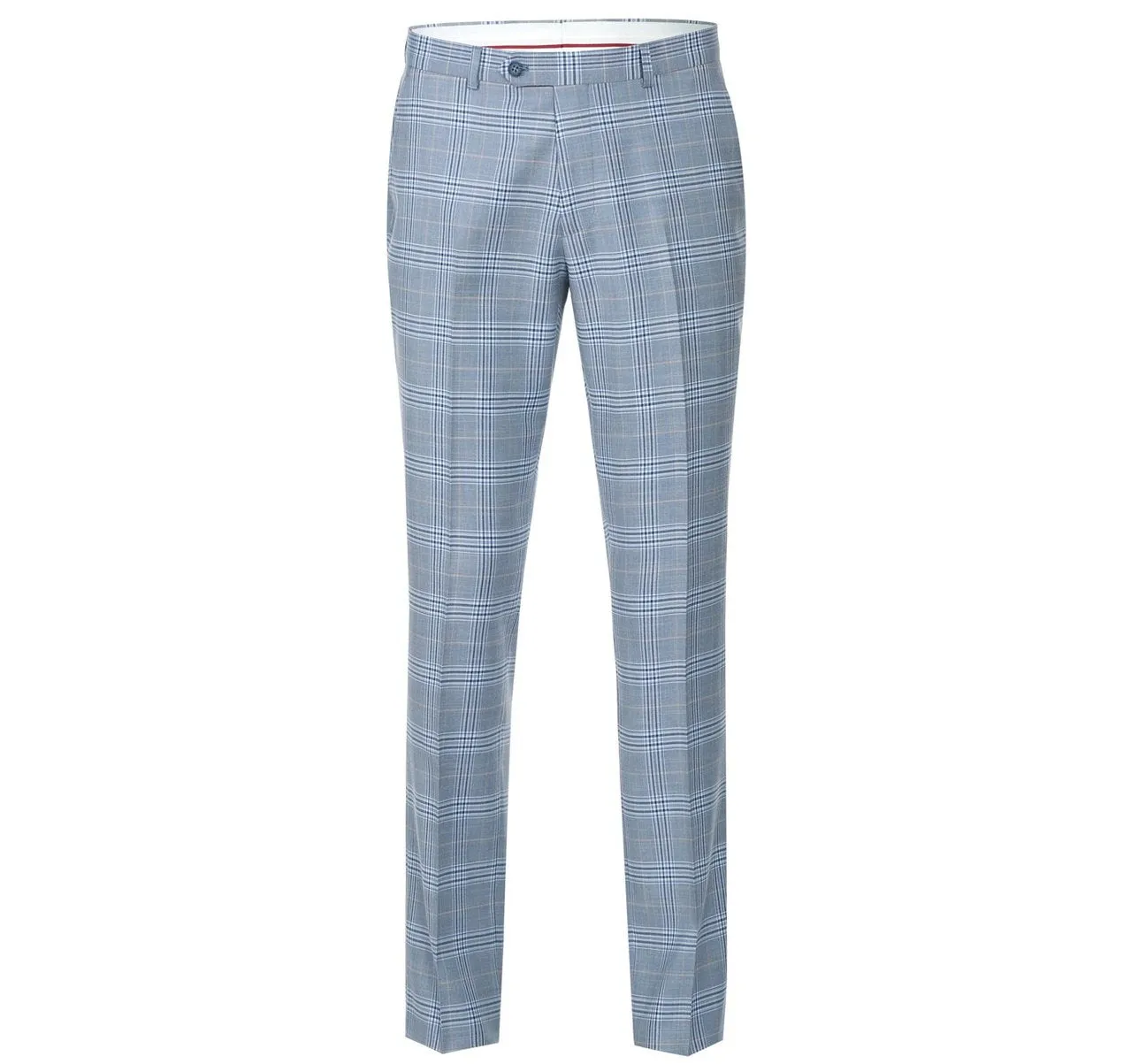 Alessandro Vitello by Renoir Light Blue 2-Piece Slim Fit Notch Lapel Stretch Windowpane Suit 293-3