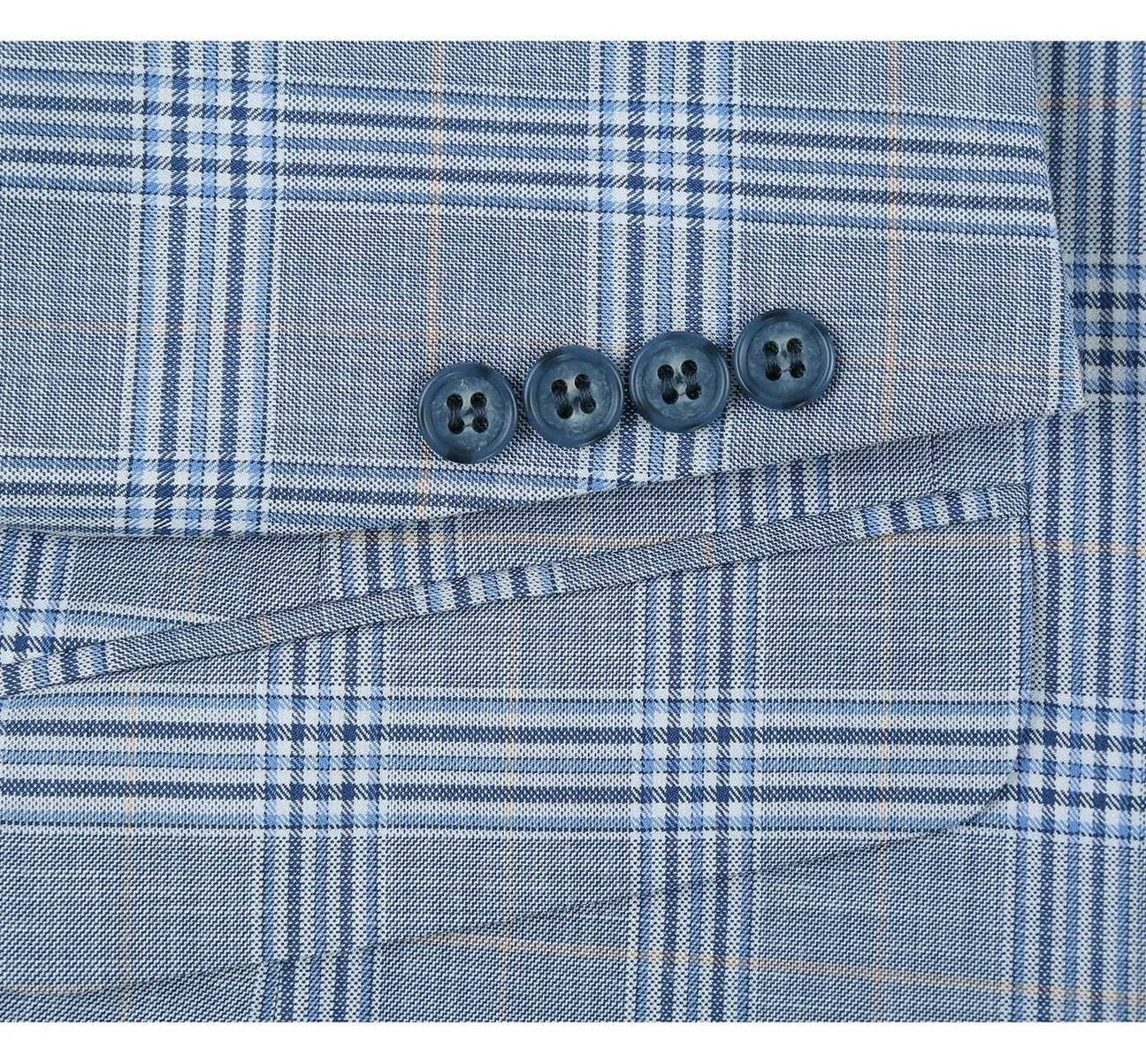 Alessandro Vitello by Renoir Light Blue 2-Piece Slim Fit Notch Lapel Stretch Windowpane Suit 293-3