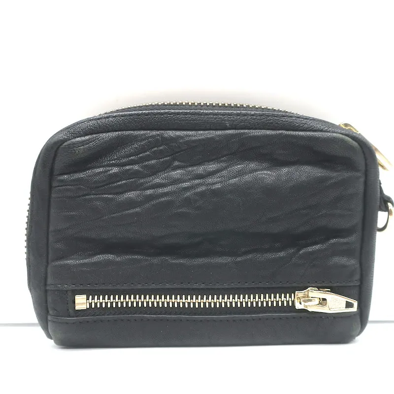 Alexander Wang Fumo Wristlet Wallet Black Pebbled Leather Clutch