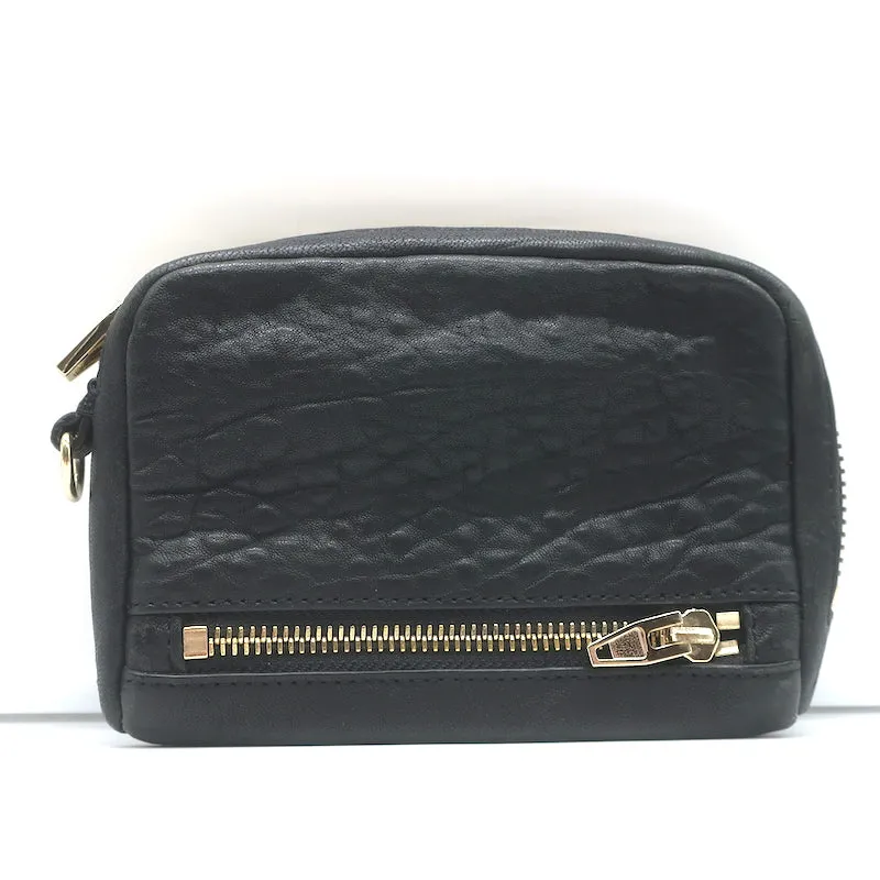 Alexander Wang Fumo Wristlet Wallet Black Pebbled Leather Clutch