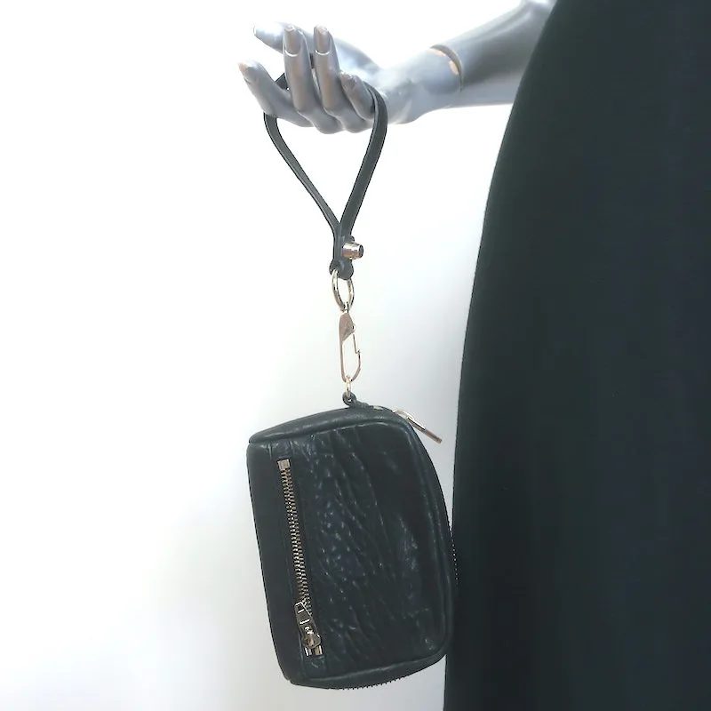 Alexander Wang Fumo Wristlet Wallet Black Pebbled Leather Clutch