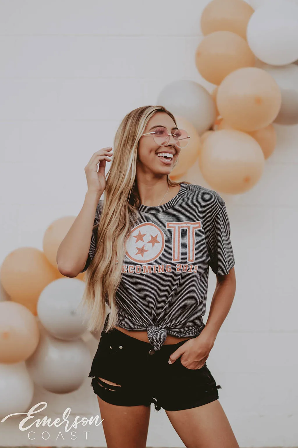 Alpha Omicron Pi Homecoming Stripe Tee