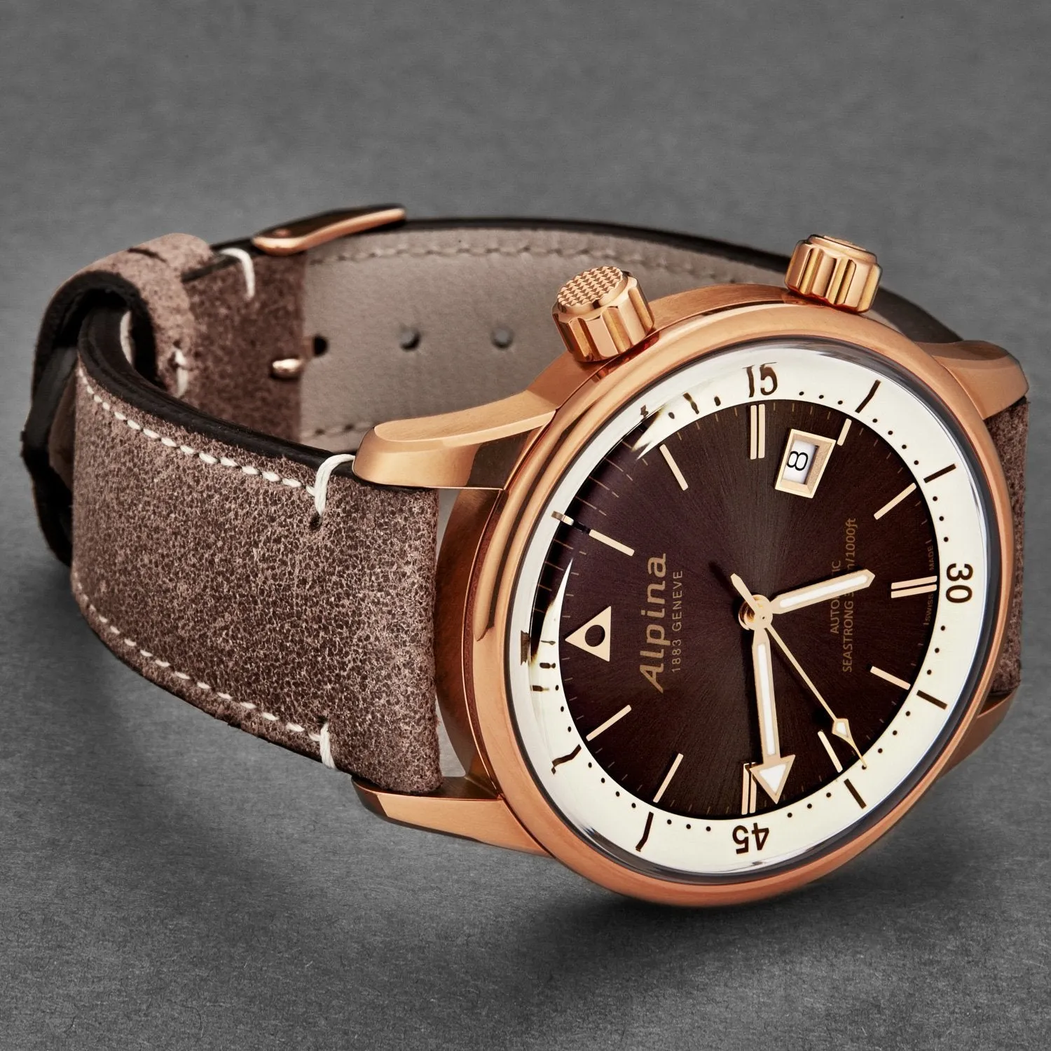 Alpina Seastrong Diver Heritage Automatic 42mm Stainless Steel & Leather Watch