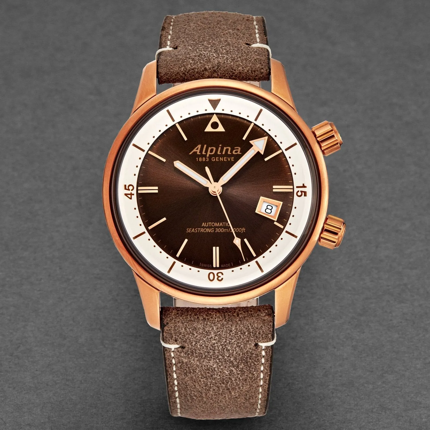 Alpina Seastrong Diver Heritage Automatic 42mm Stainless Steel & Leather Watch
