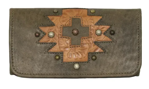 American West Handbag Navajo Soul Collection: Leather Tri-Fold Wallet