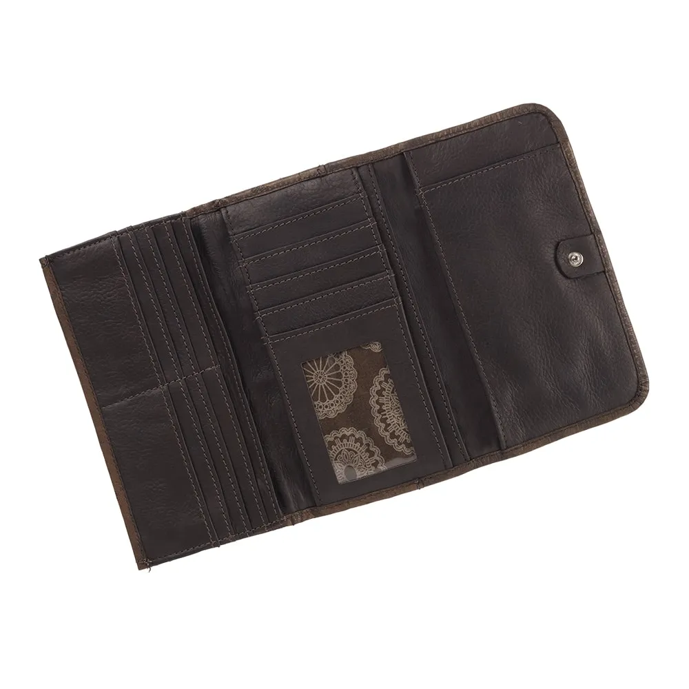 American West Handbag Navajo Soul Collection: Leather Tri-Fold Wallet