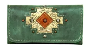 American West Handbag Navajo Soul Collection: Leather Tri-Fold Wallet