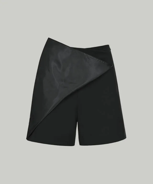 Anell Golf Cotton Wrap Skirt Pants - Black