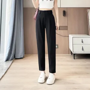 Ankle Cut Solid Women's Straight-leg Pants for a Chic Look