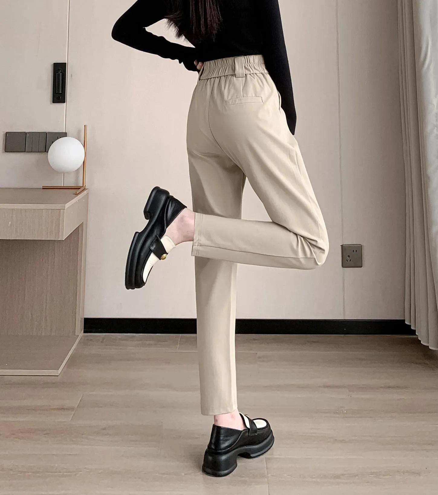 Ankle Cut Solid Women's Straight-leg Pants for a Chic Look