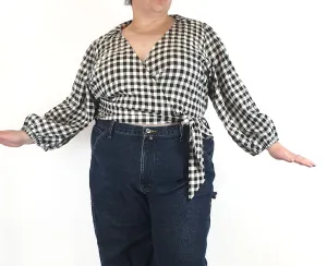 ASOS black and white gingham top size UK 22