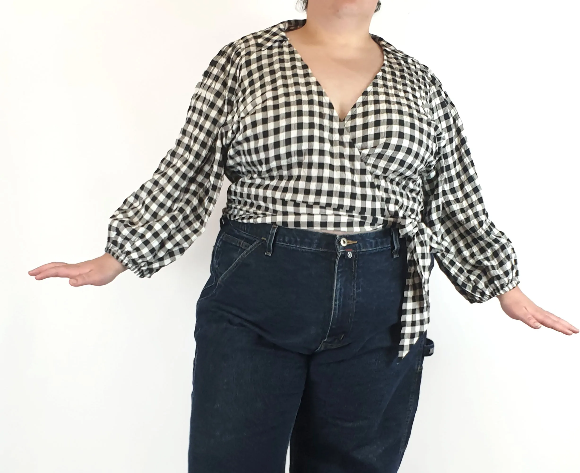 ASOS black and white gingham top size UK 22