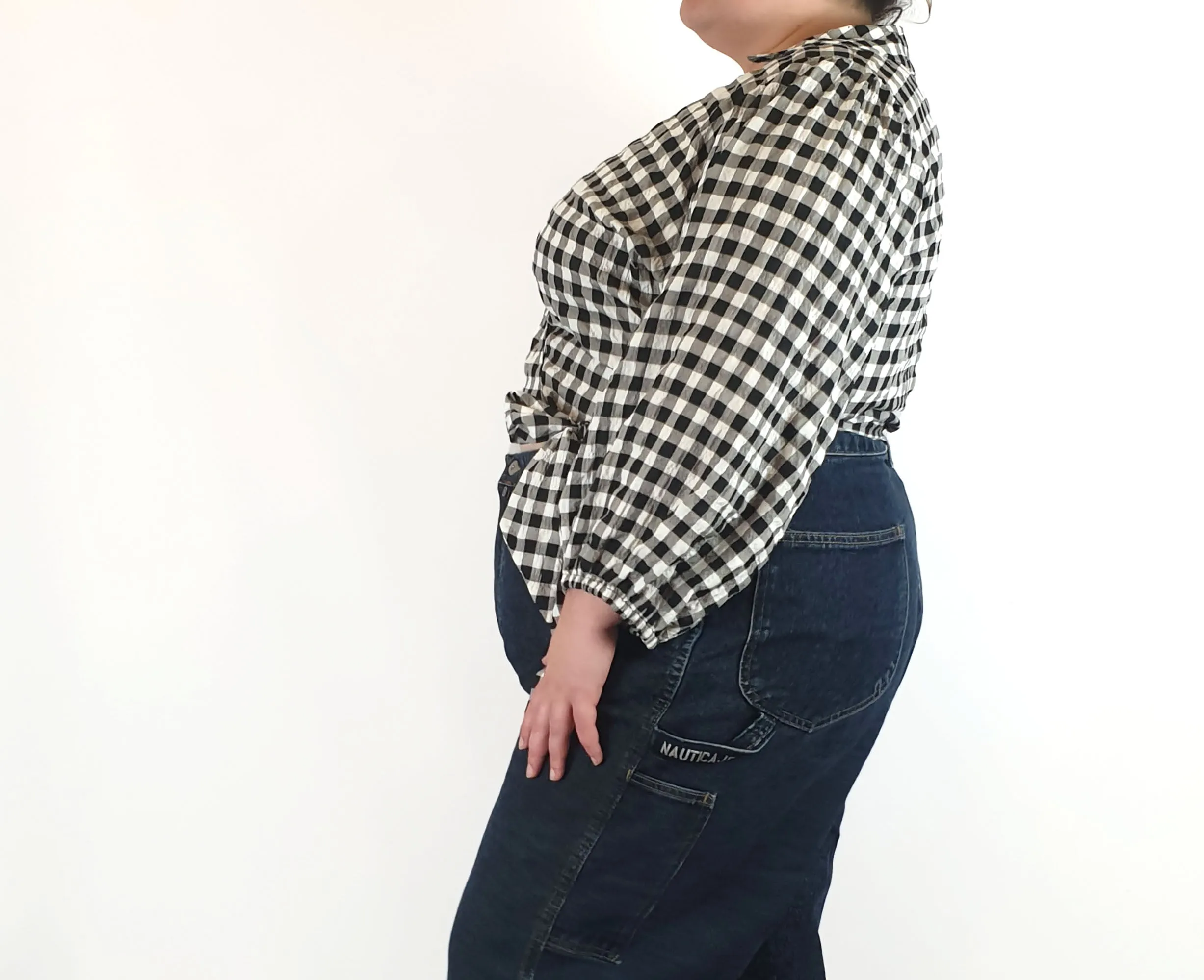 ASOS black and white gingham top size UK 22