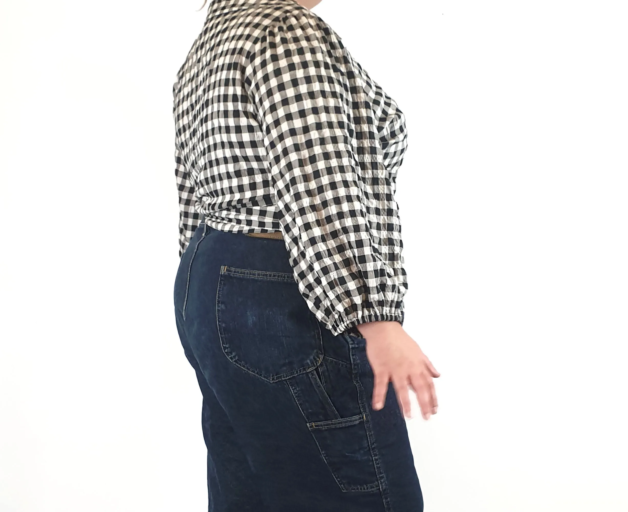 ASOS black and white gingham top size UK 22