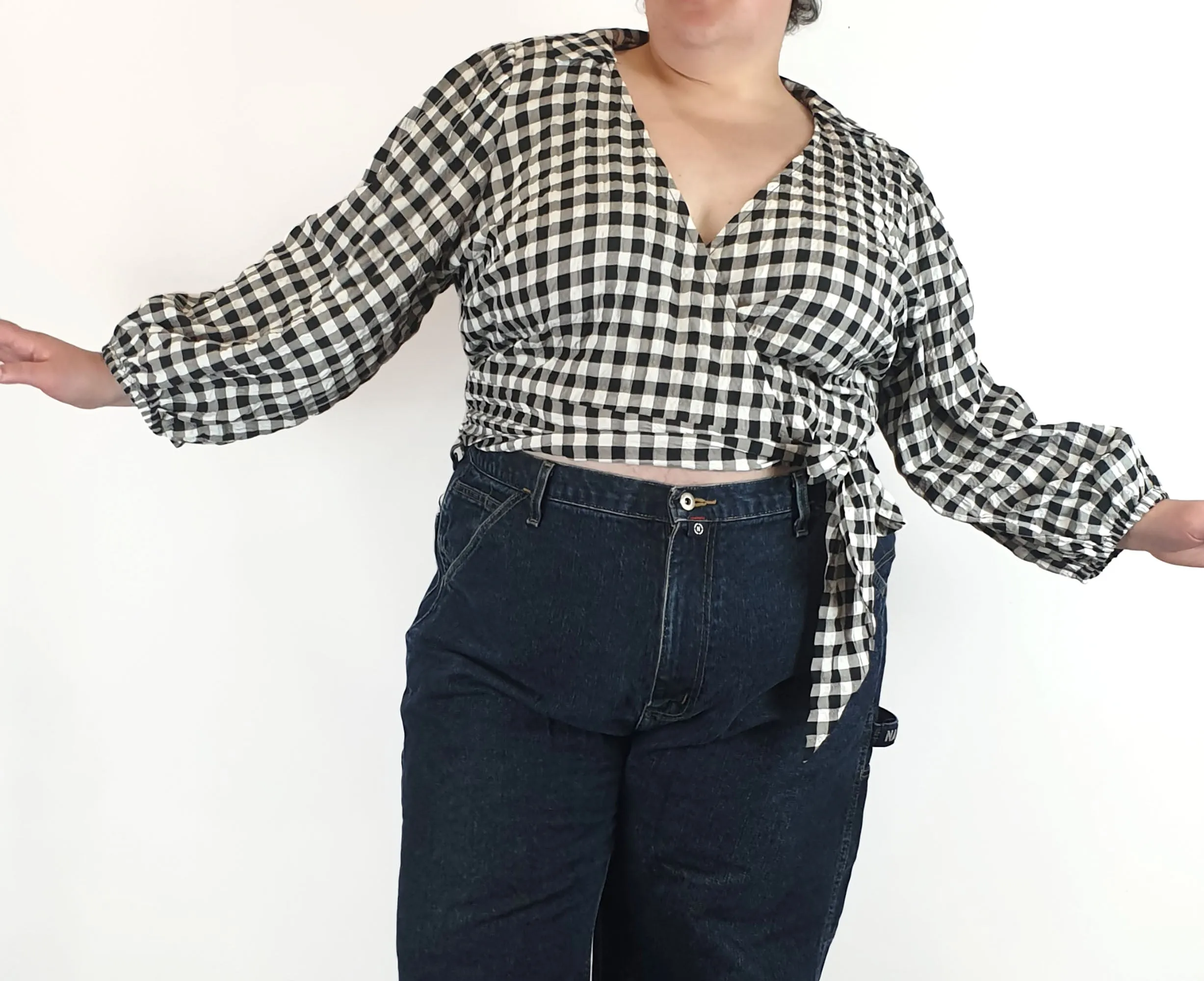 ASOS black and white gingham top size UK 22