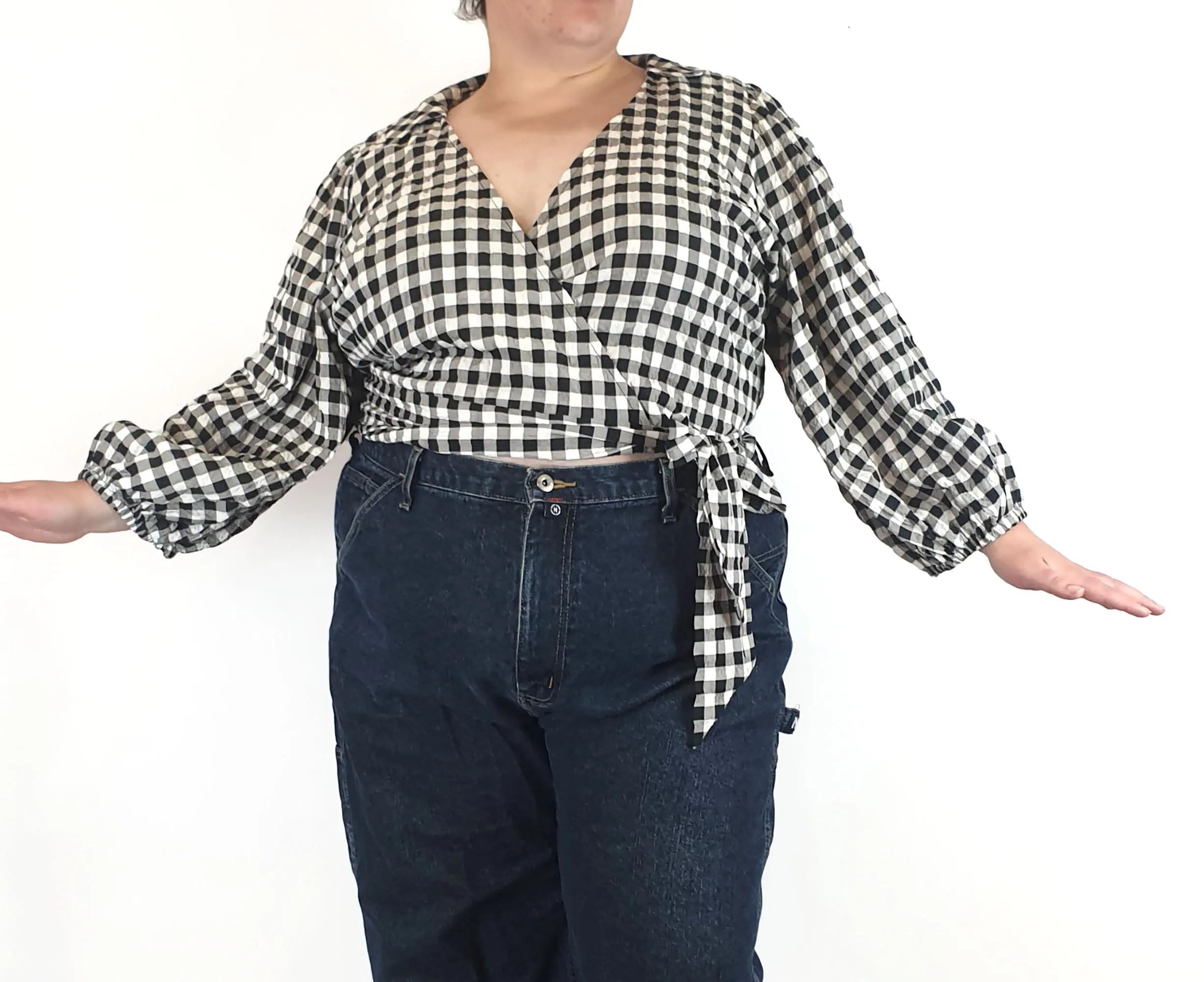 ASOS black and white gingham top size UK 22