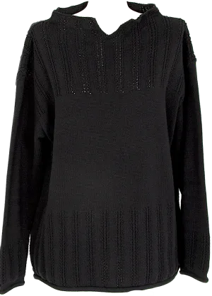 A/T ATSURO TAYAMA JAPAN. Black Striped Woven Knit Sweater