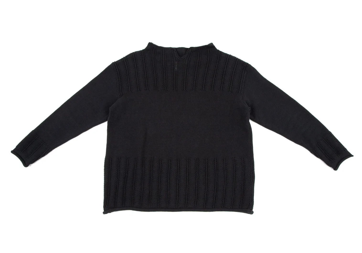A/T ATSURO TAYAMA JAPAN. Black Striped Woven Knit Sweater