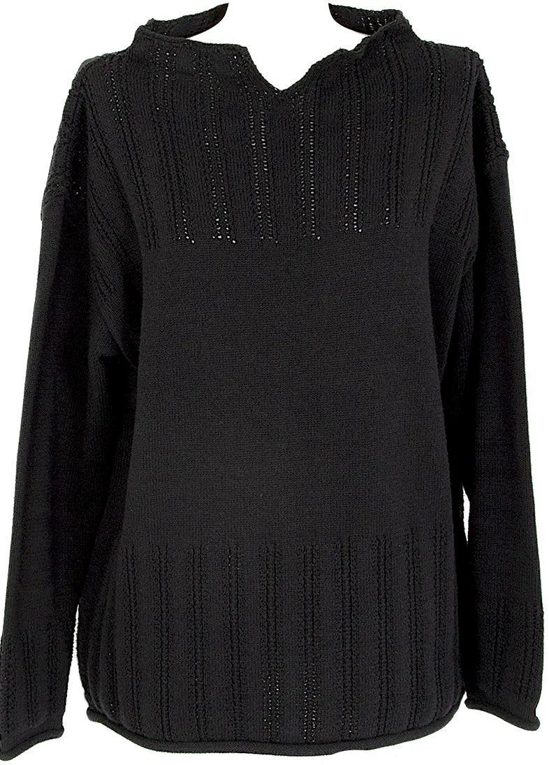 A/T ATSURO TAYAMA JAPAN. Black Striped Woven Knit Sweater