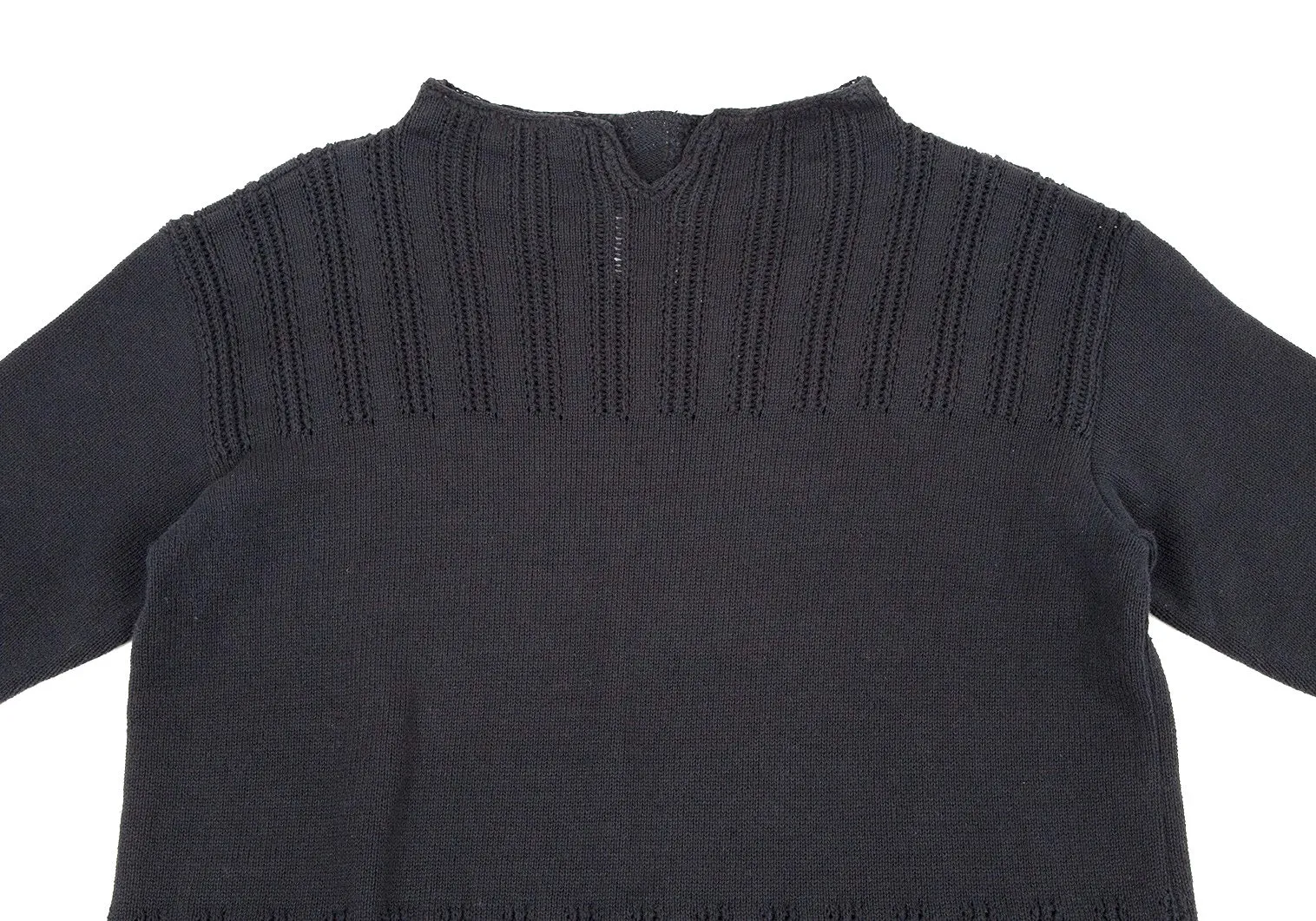 A/T ATSURO TAYAMA JAPAN. Black Striped Woven Knit Sweater