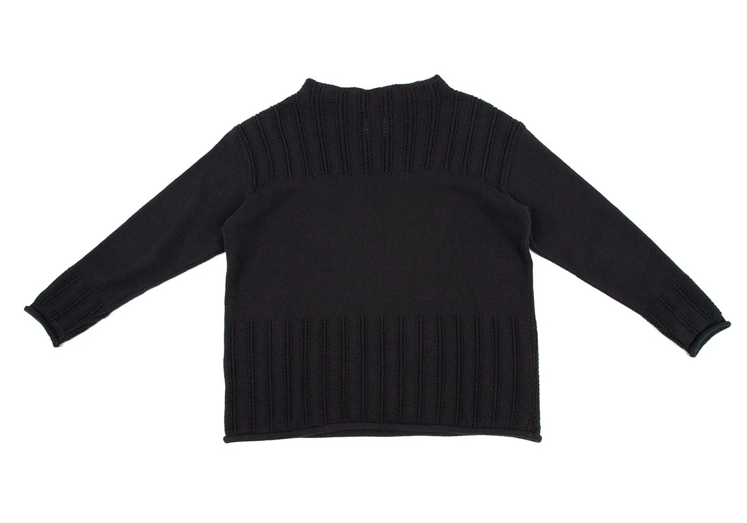 A/T ATSURO TAYAMA JAPAN. Black Striped Woven Knit Sweater