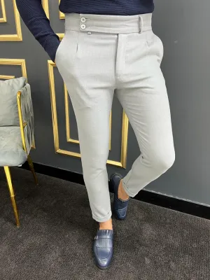 Avion Gray Slim Fit Cotton Pants for Men