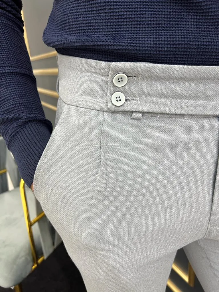 Avion Gray Slim Fit Cotton Pants for Men