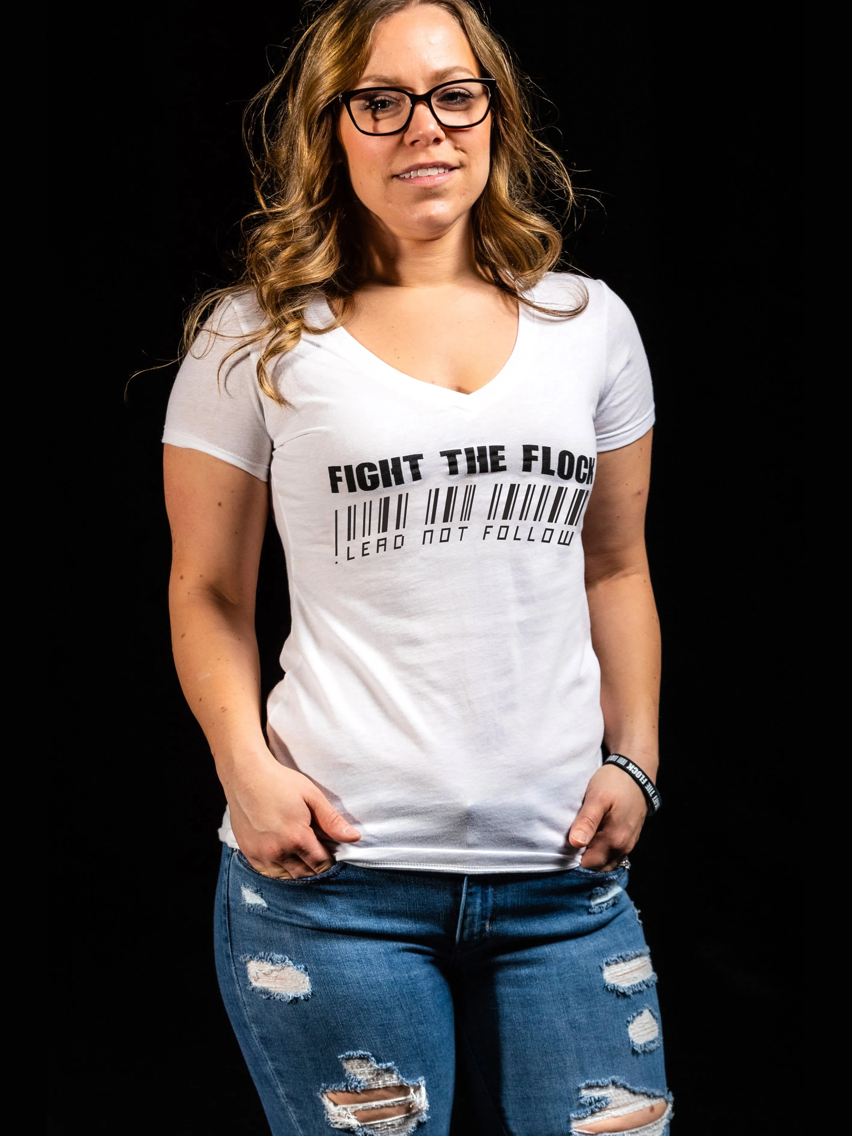 BARCODE LOGO Womens V-Neck T-Shirt