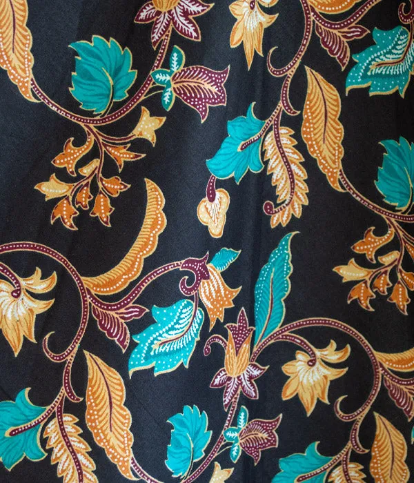 Batik Wrap Skirt - Black Teal