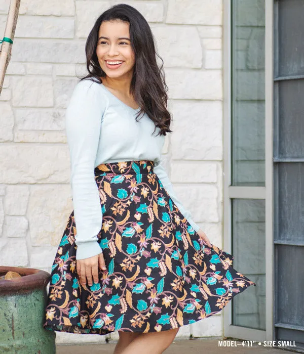 Batik Wrap Skirt - Black Teal